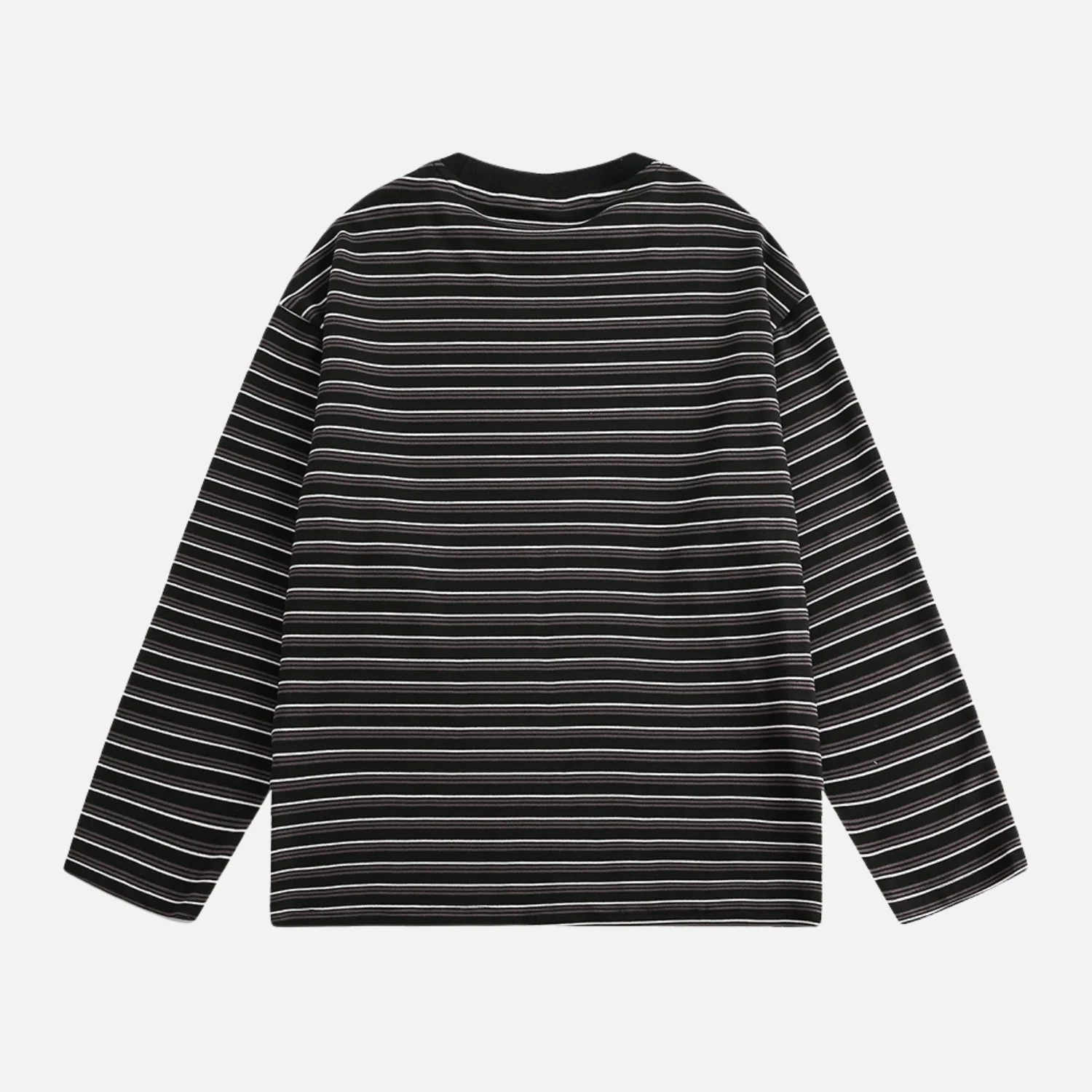 Striped Crewneck Long Sleeve Tee - Beauption