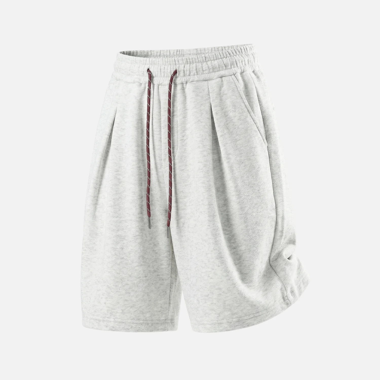 Contrast Drawstring Pleated Sweat Shorts - Beauption