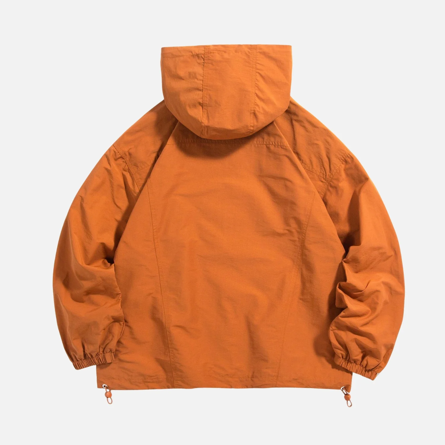 Solid Letter Print Hooded Windbreaker - Beauption