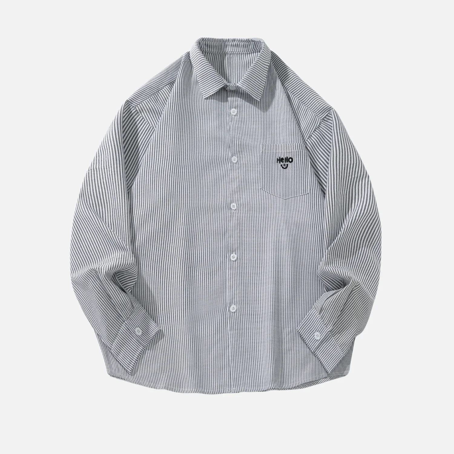 Striped Embroidered Pocket Shirt - Beauption
