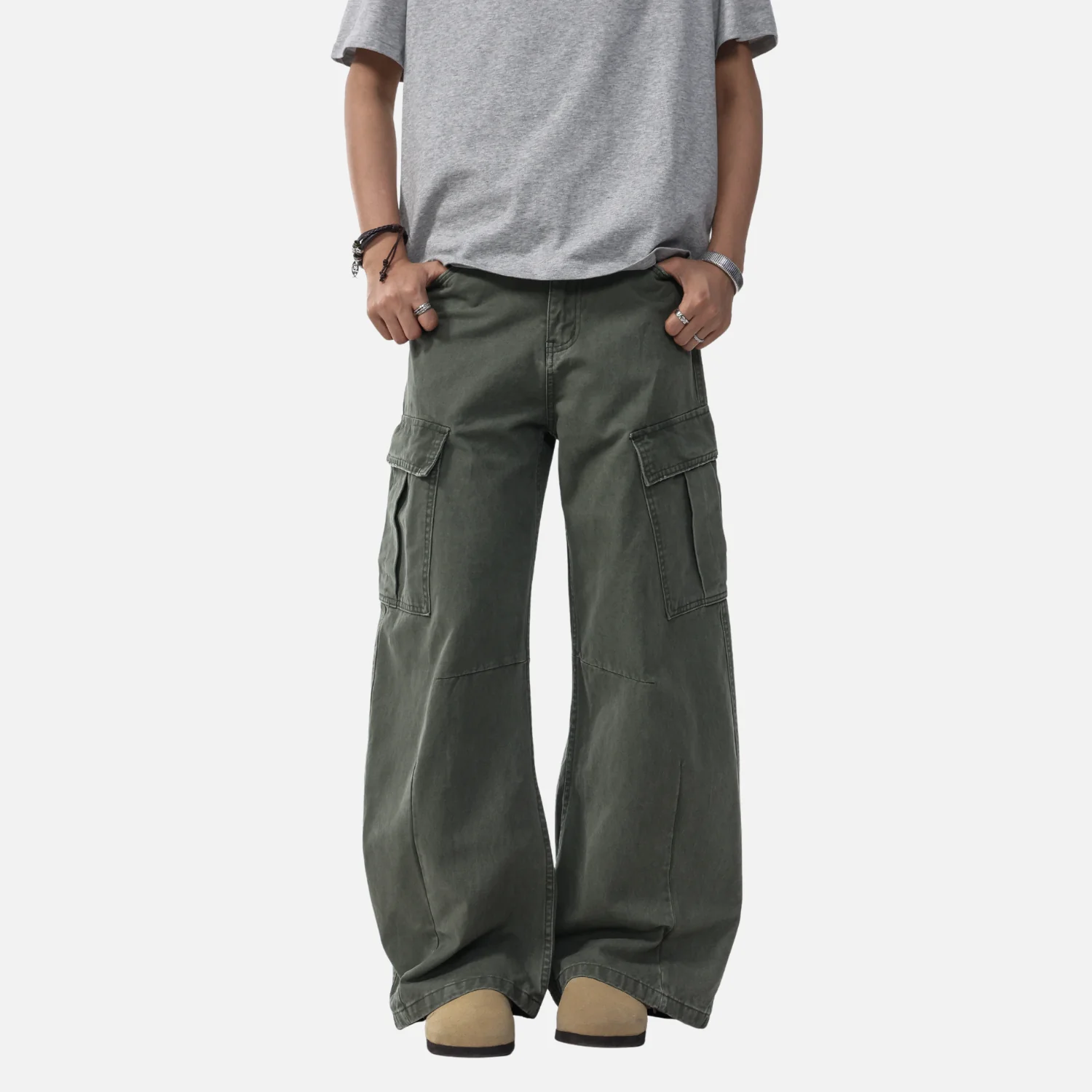 Vintage Slant Baggy Pants - Beauption