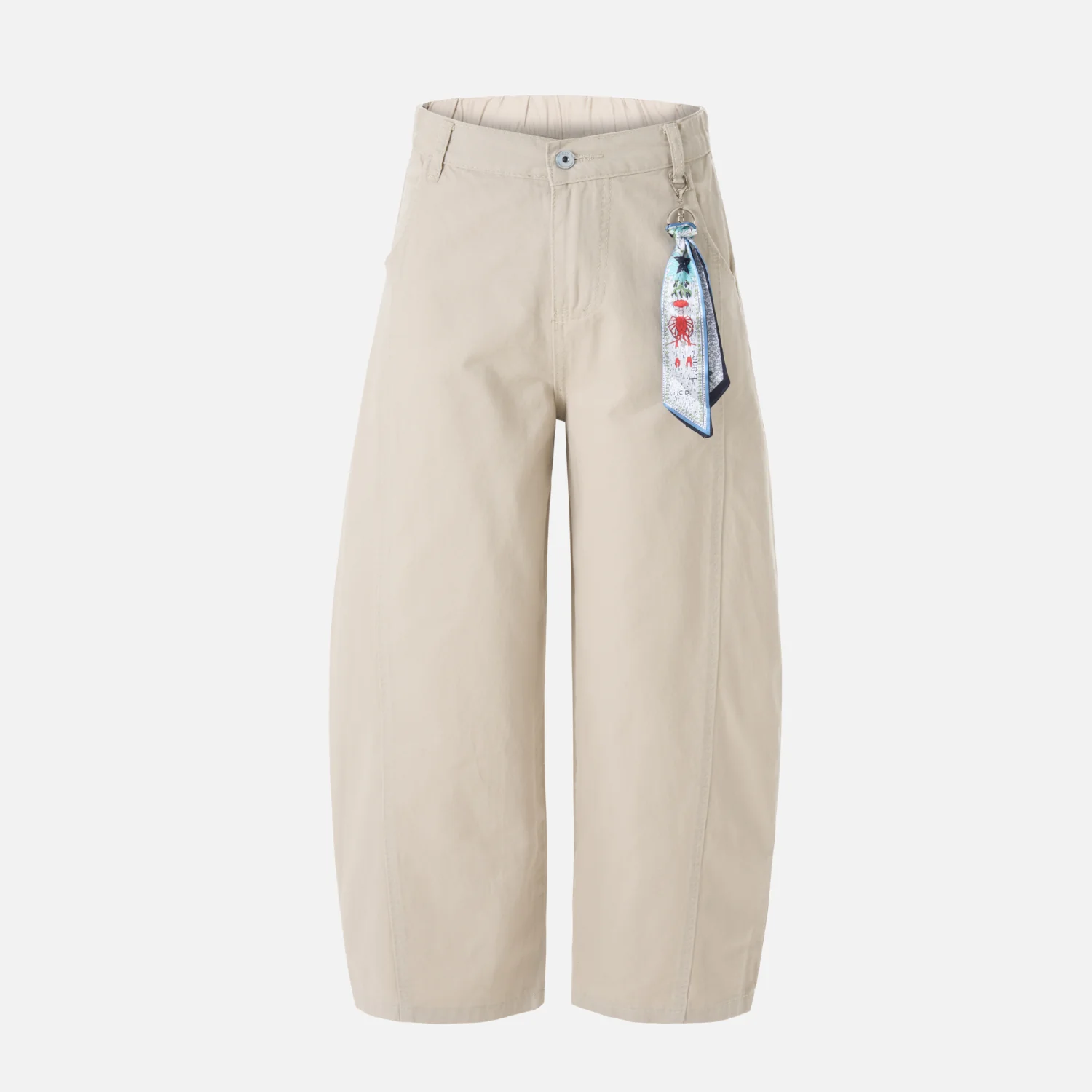 Pendant Detail Slant Cargo Baggy Pants - Beauption