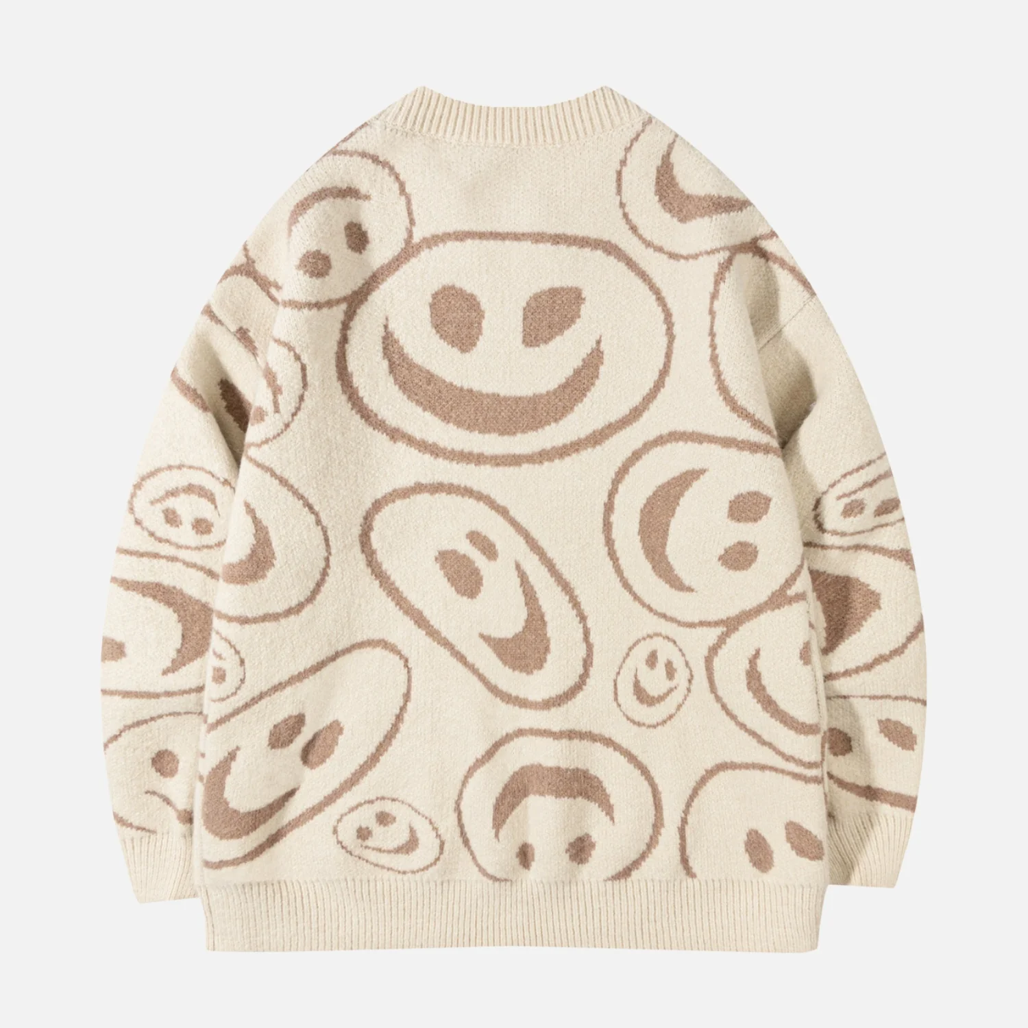 All-Over Smiley Jacquard Sweater - Beauption