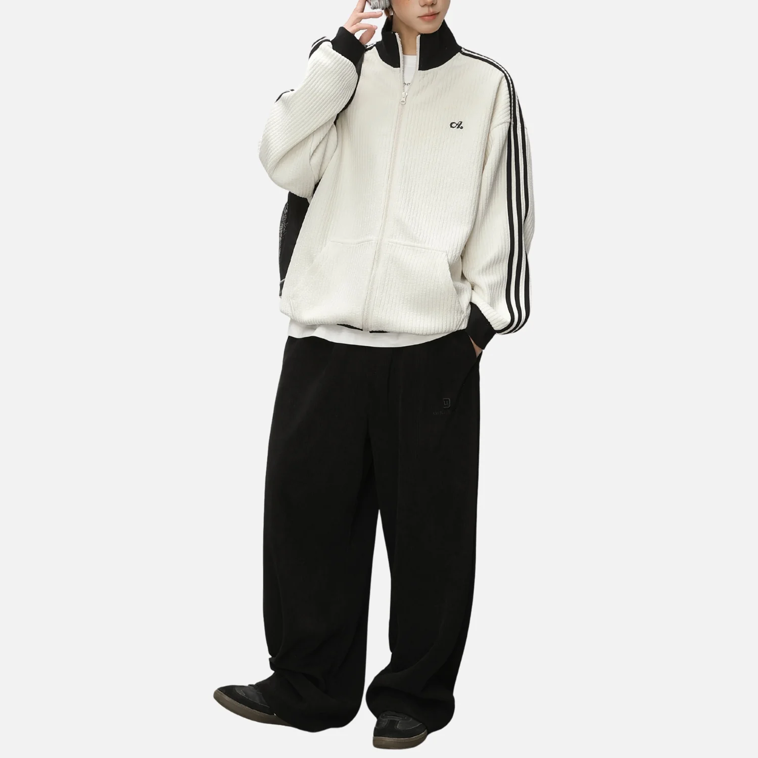 Colorblock Textured Zip-Up Jacket - Beauption