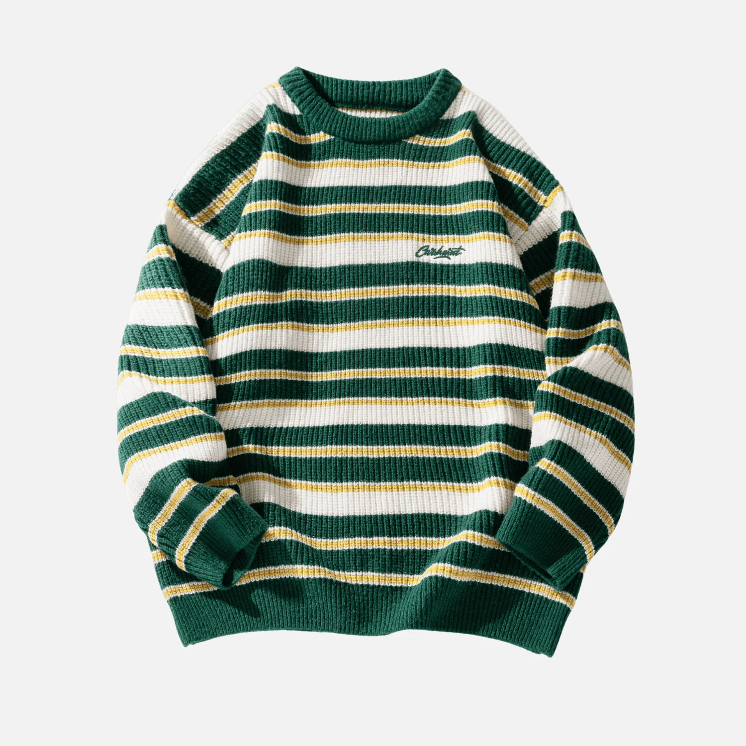 Heavyweight Striped Knit Sweater - Beauption