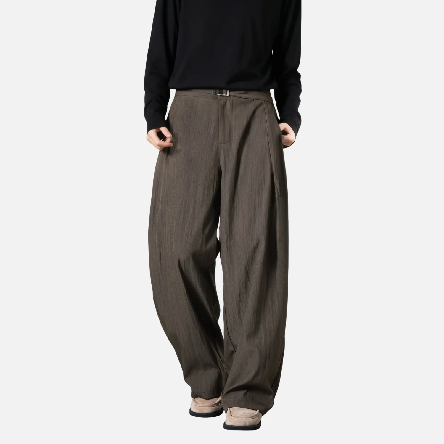 Japanese Wrinkled Texture Trousers - Beauption