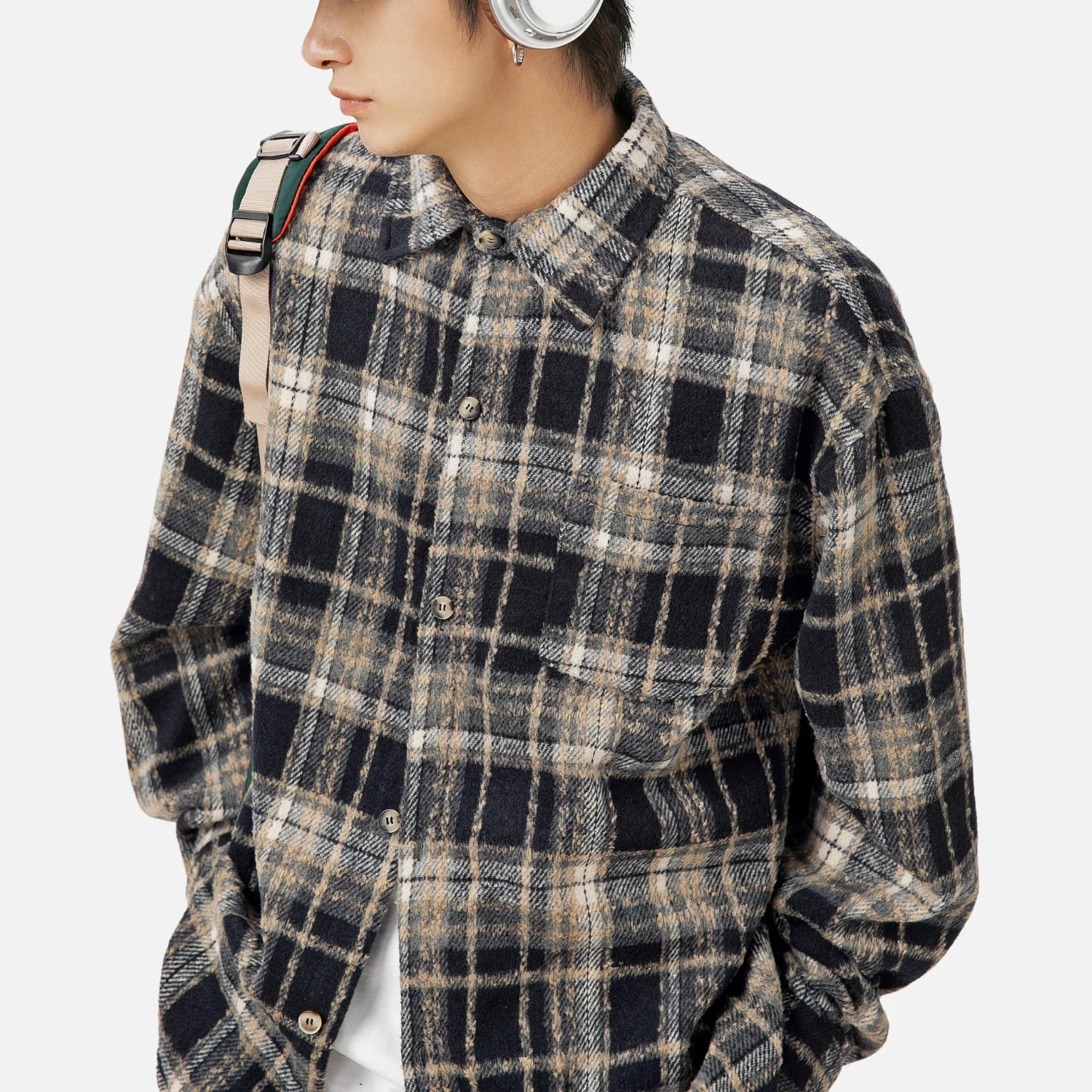 Vintage Plaid Long-Sleeve Shirt - Beauption