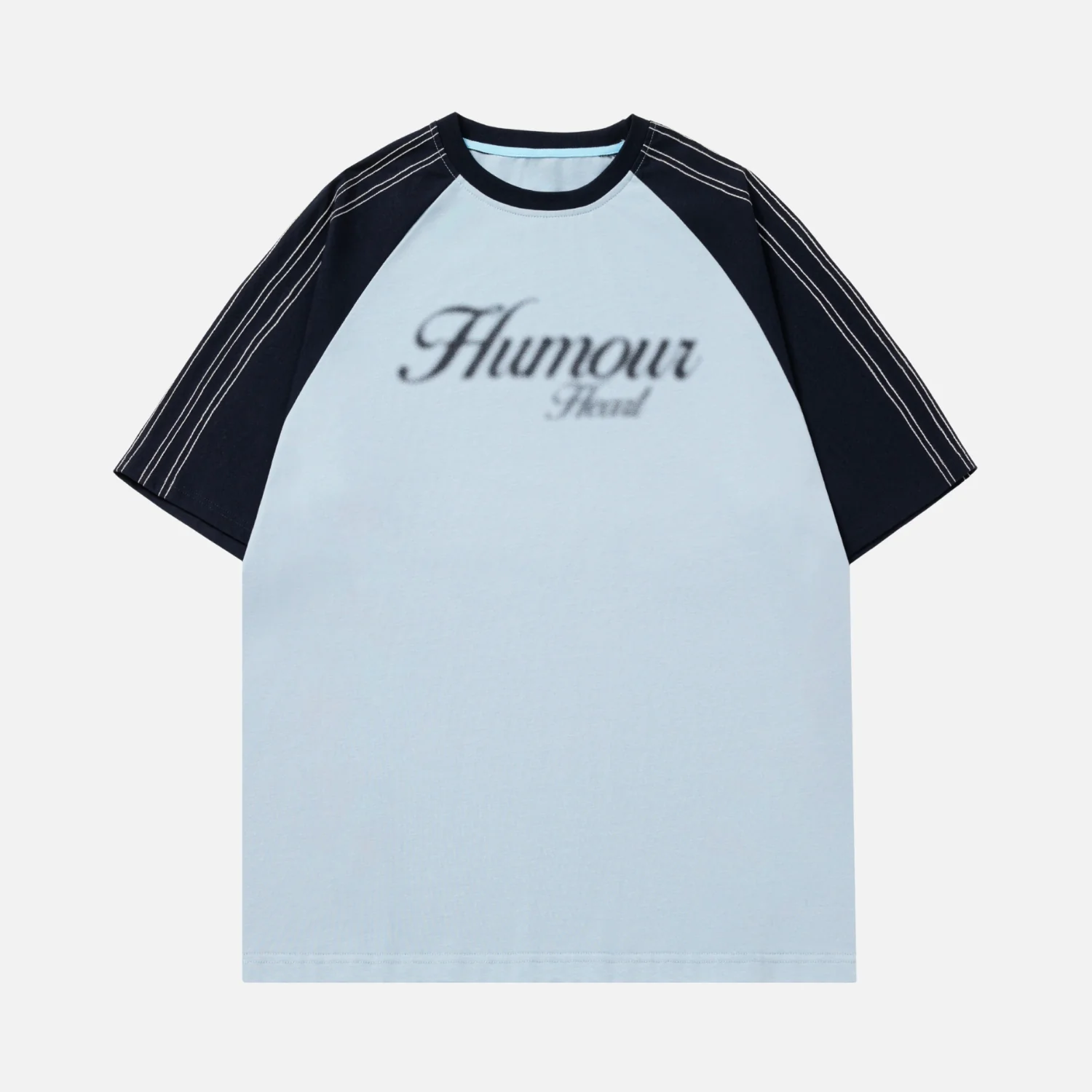 Contrast-Stitch Raglan Tee - Beauption