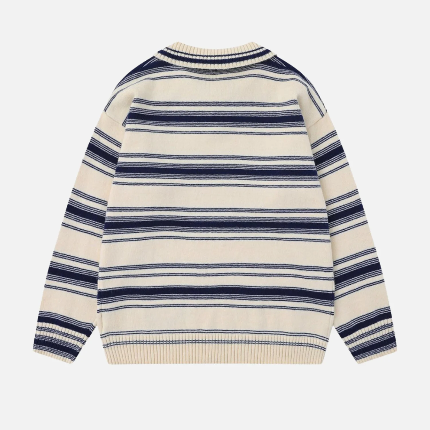 College Style Striped Tie Polo Sweater - Beauption
