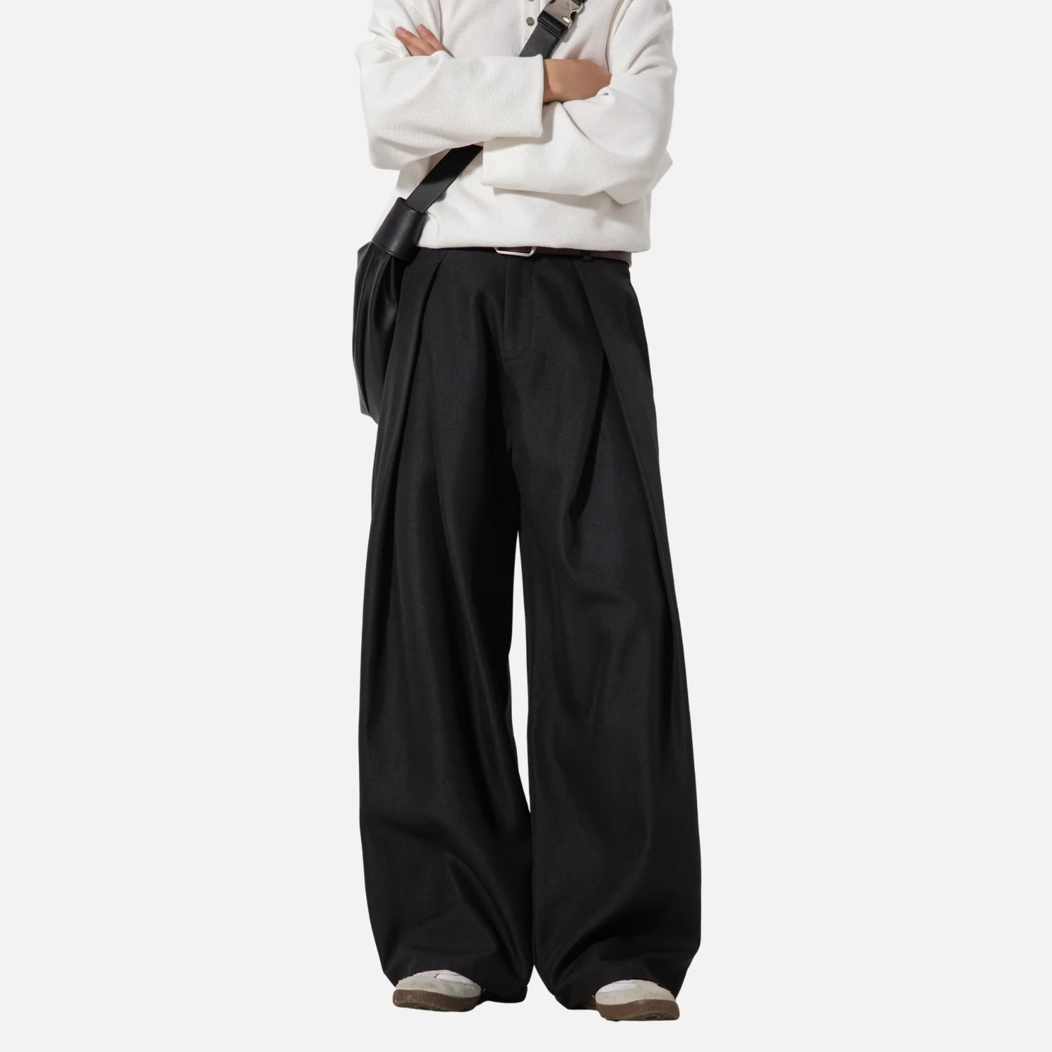 Elegant Pleated Texture Trousers - Beauption