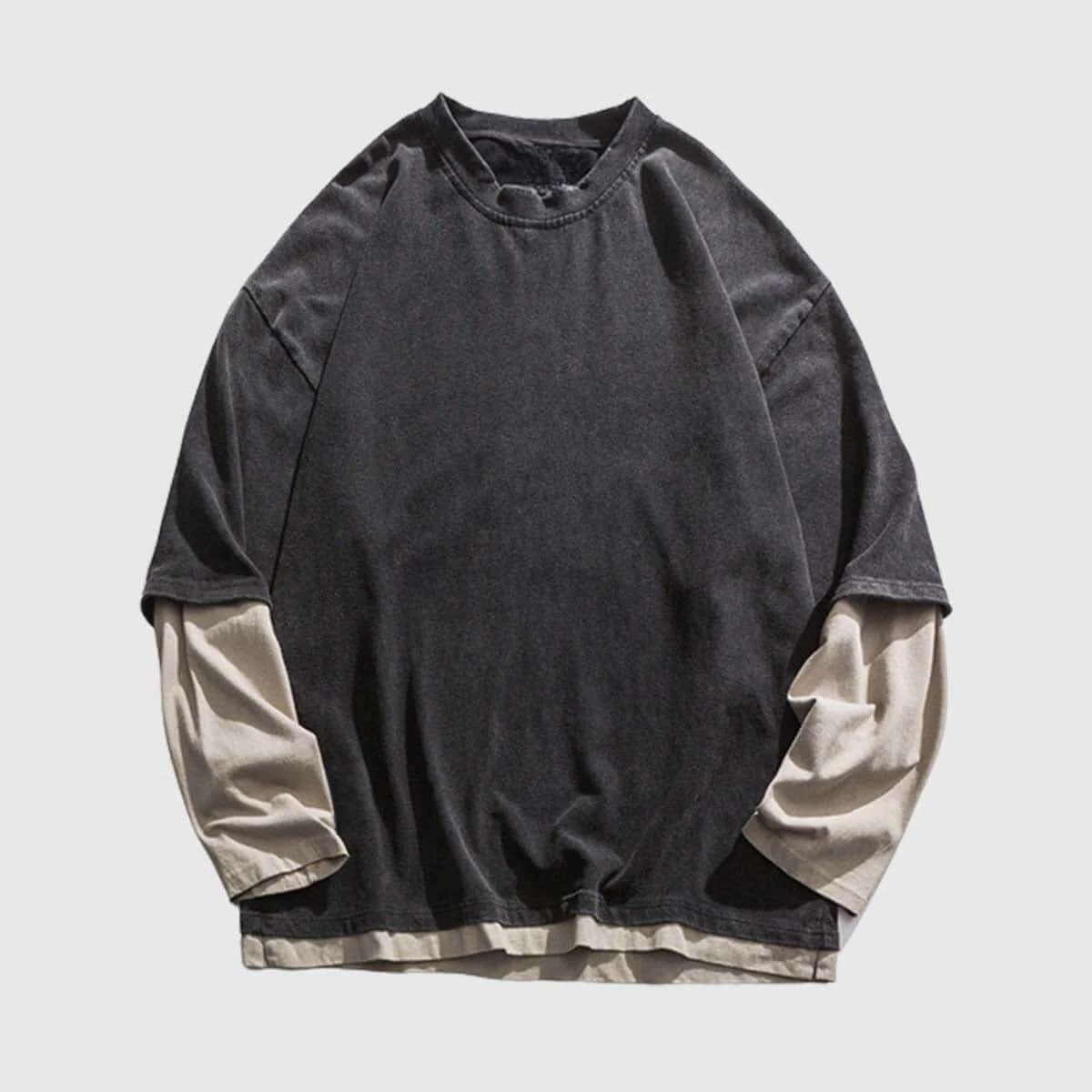 Layered Look Sweatshirt - Beauption
