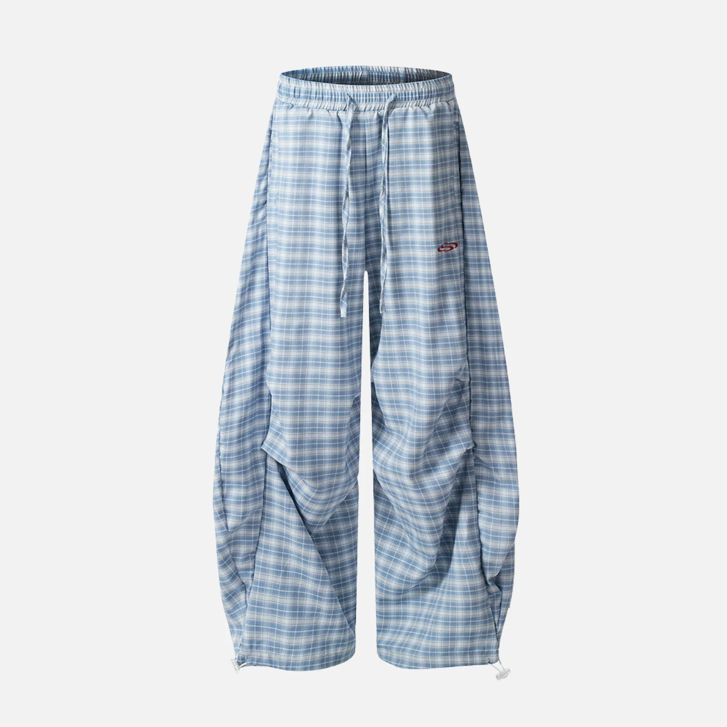 Plaid Slouchy Slant Baggy Pants - Beauption
