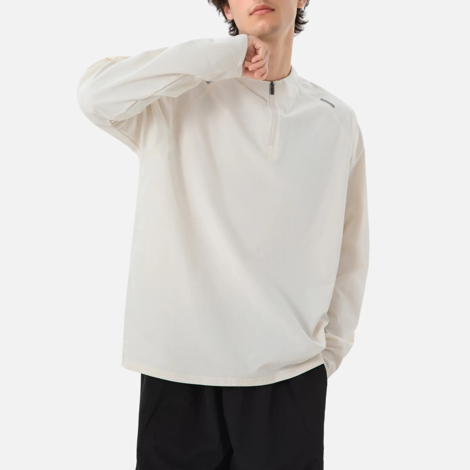 Half-Zip Stand-Collar Reflective Tee - Beauption