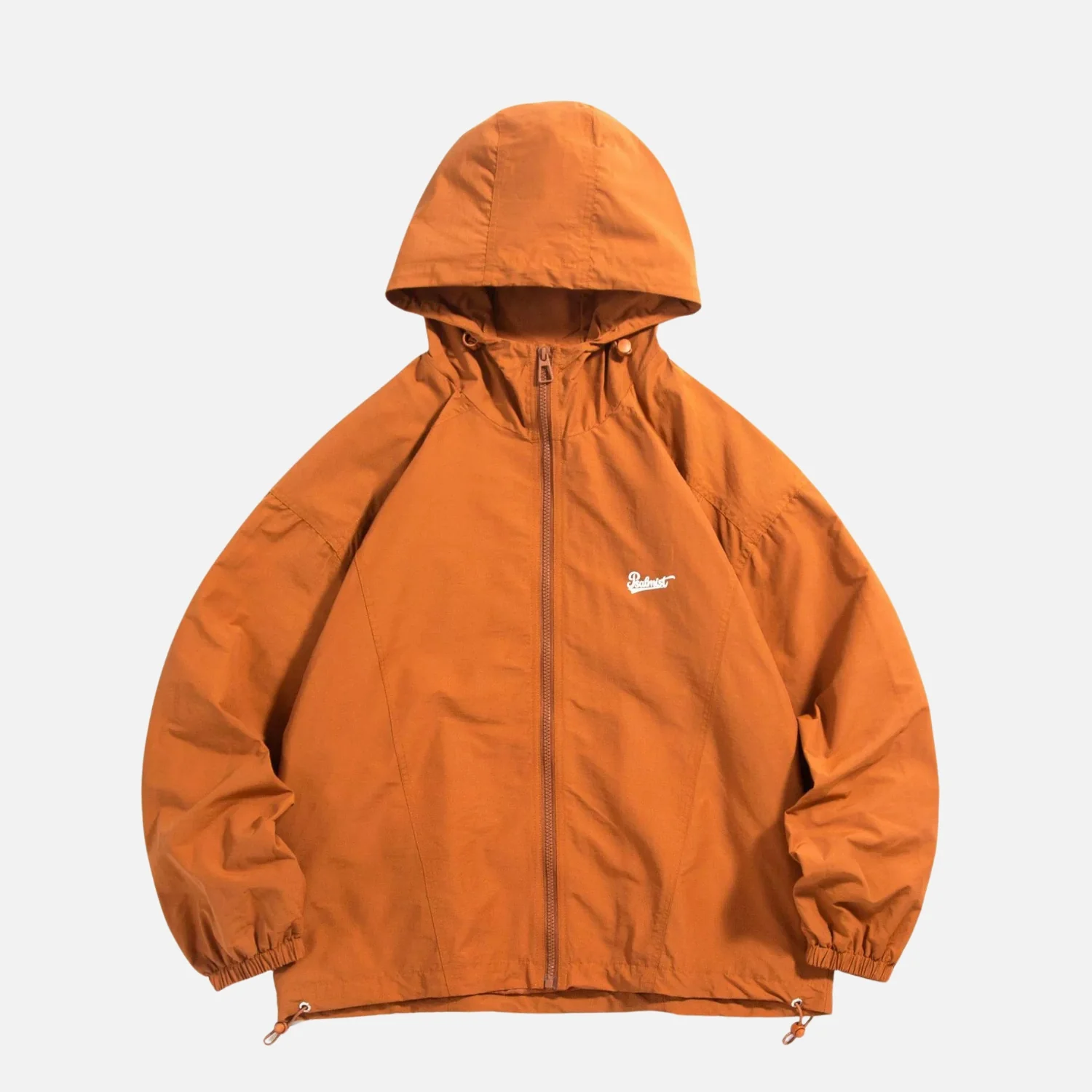 Solid Letter Print Hooded Windbreaker - Beauption