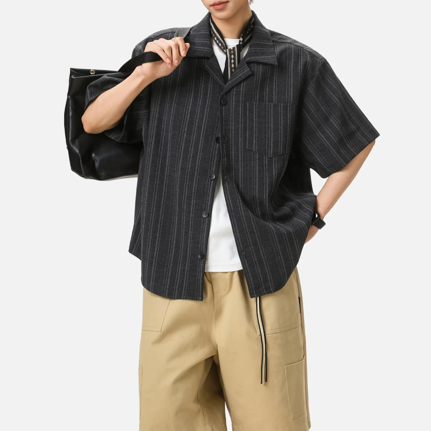 Retro Stripe Short Sleeve Shirt - Beauption