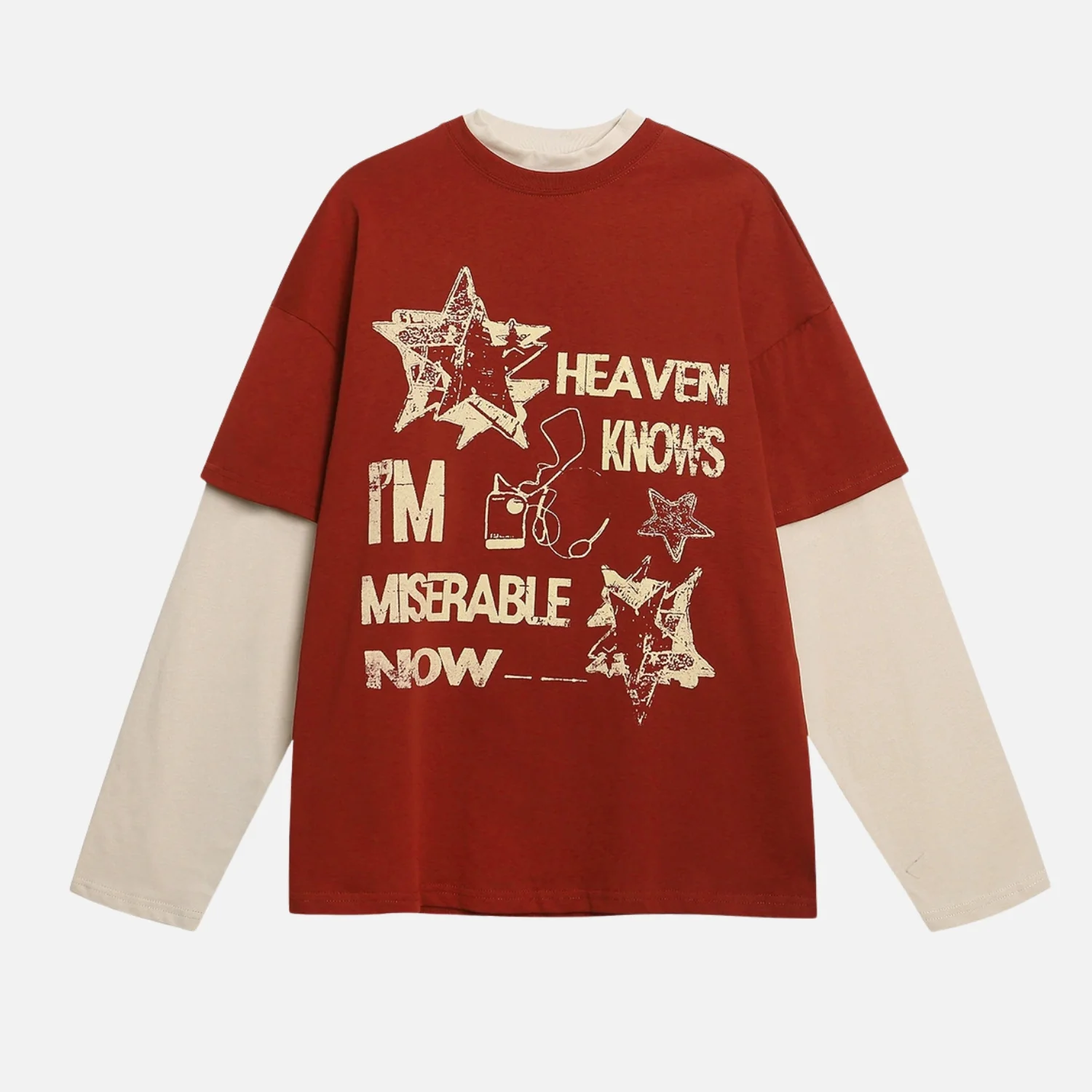 Colorblock Varsity Layered Sweatshirt - Beauption