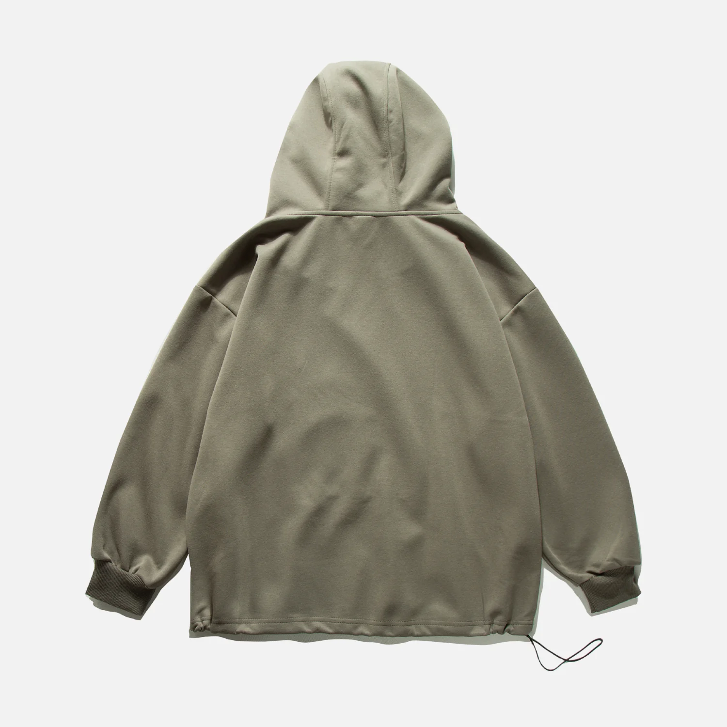 Solid Half-Zip Drawstring Hoodie - Beauption