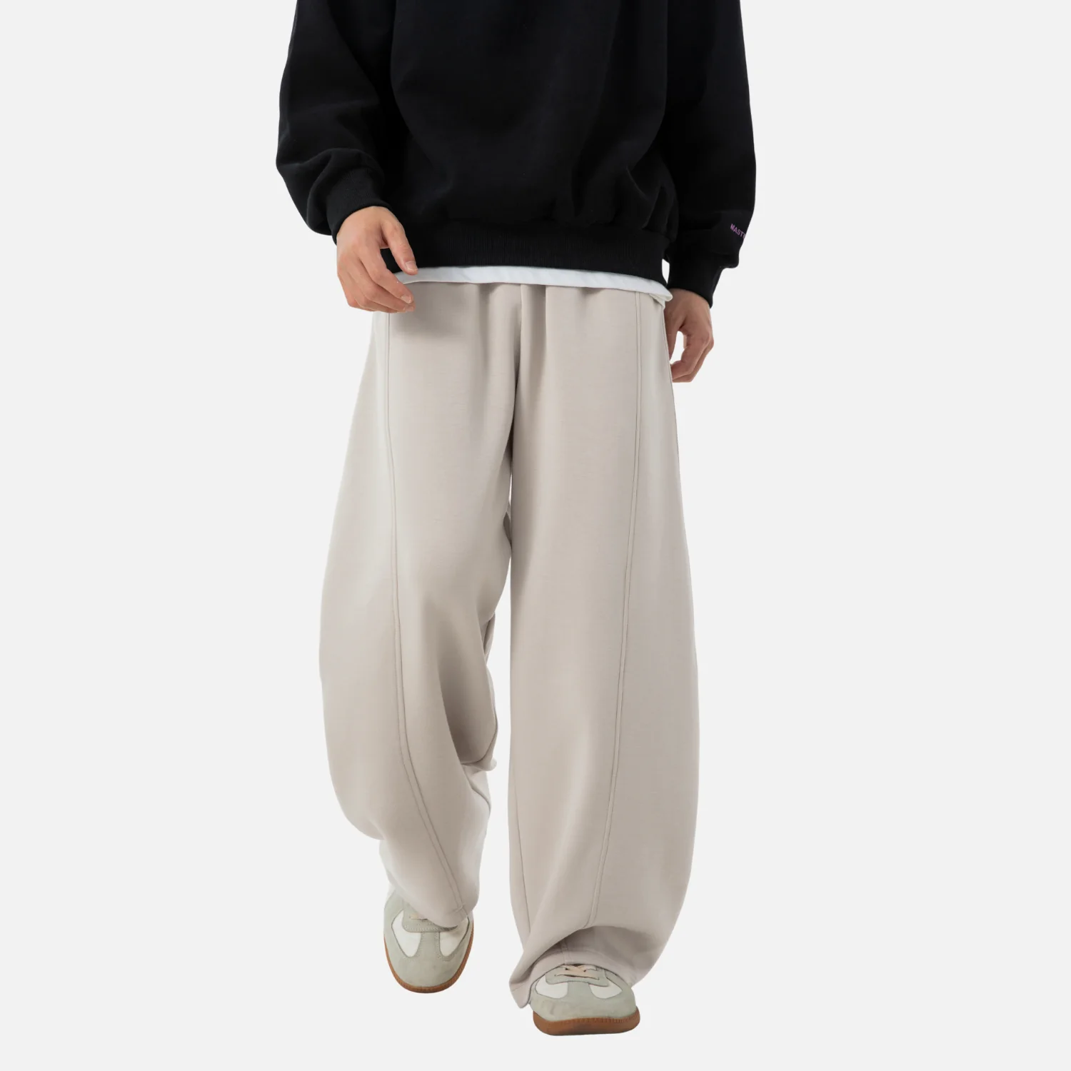Paneled Texture Track Pants - Beauption