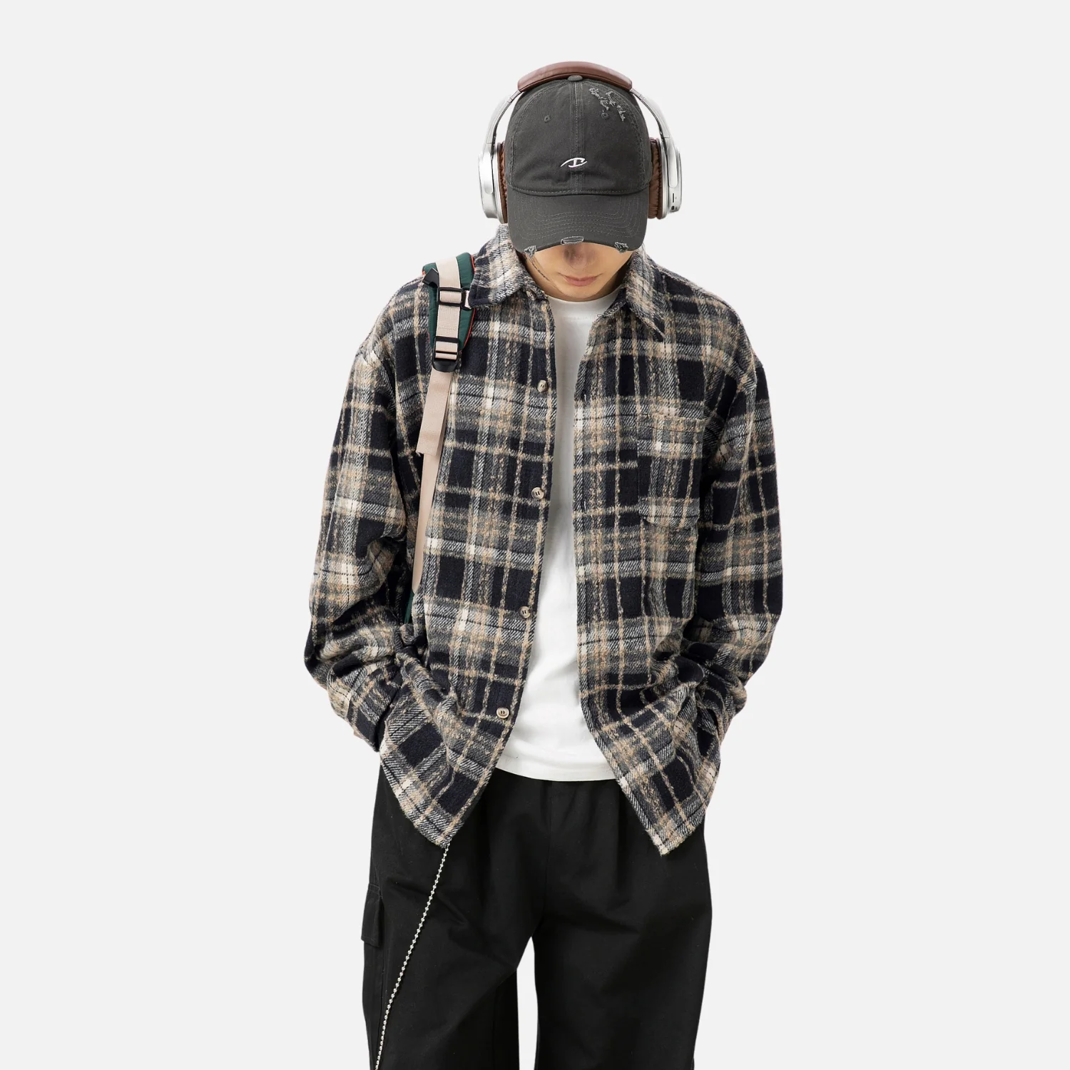Vintage Plaid Long-Sleeve Shirt - Beauption
