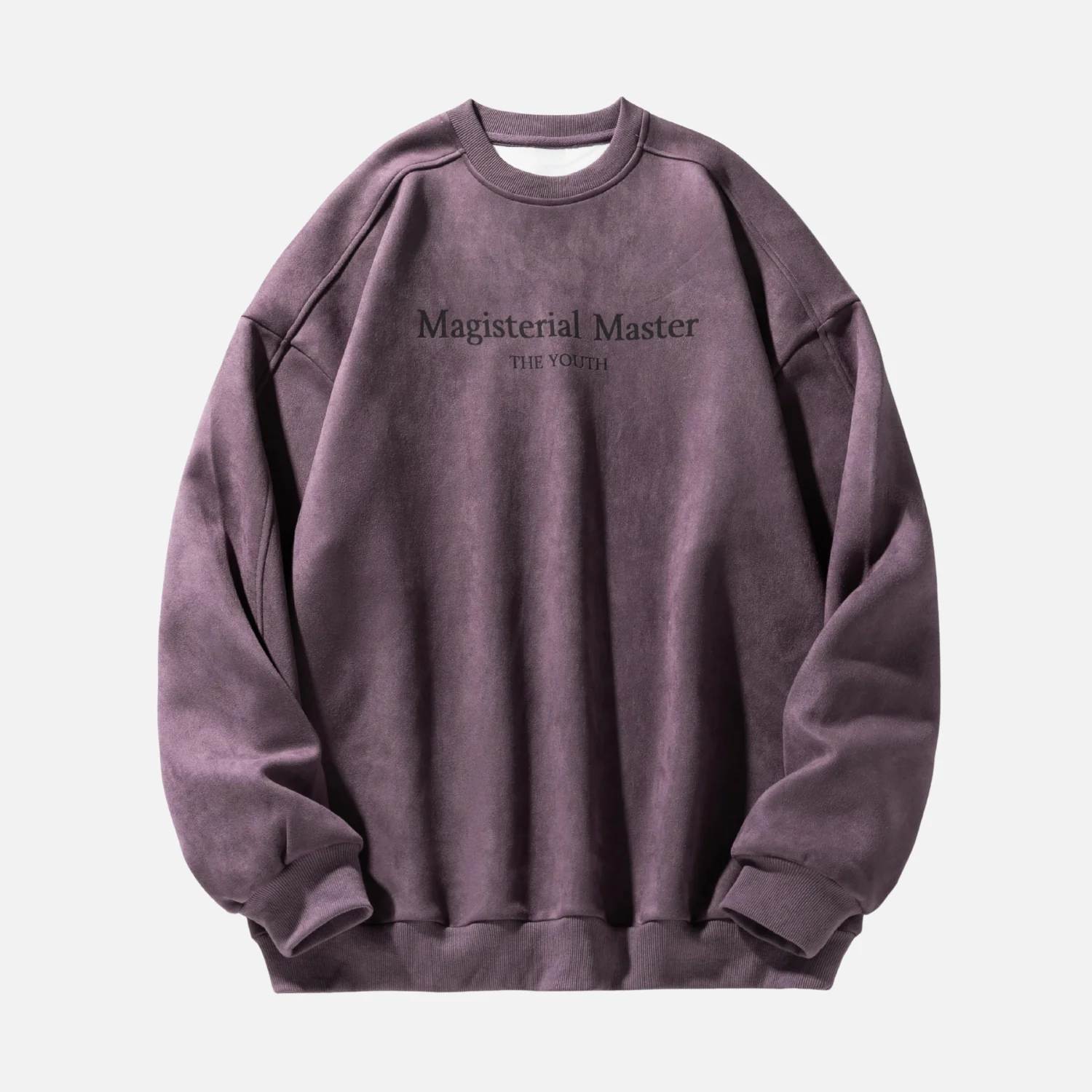 Vintage Suede-Look Crewneck Sweatshirt - Beauption