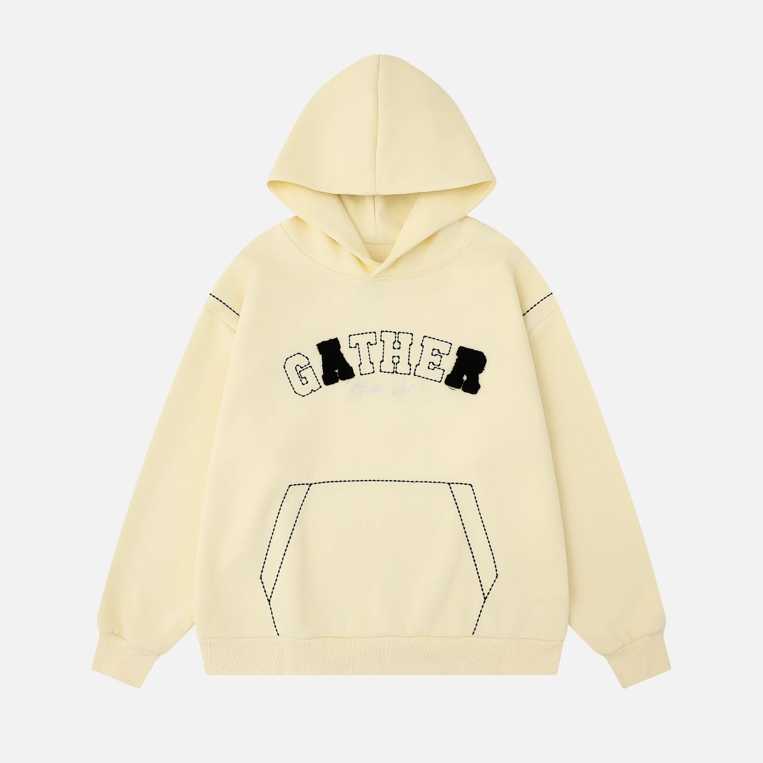 Embroidered Letter Hoodie - Beauption