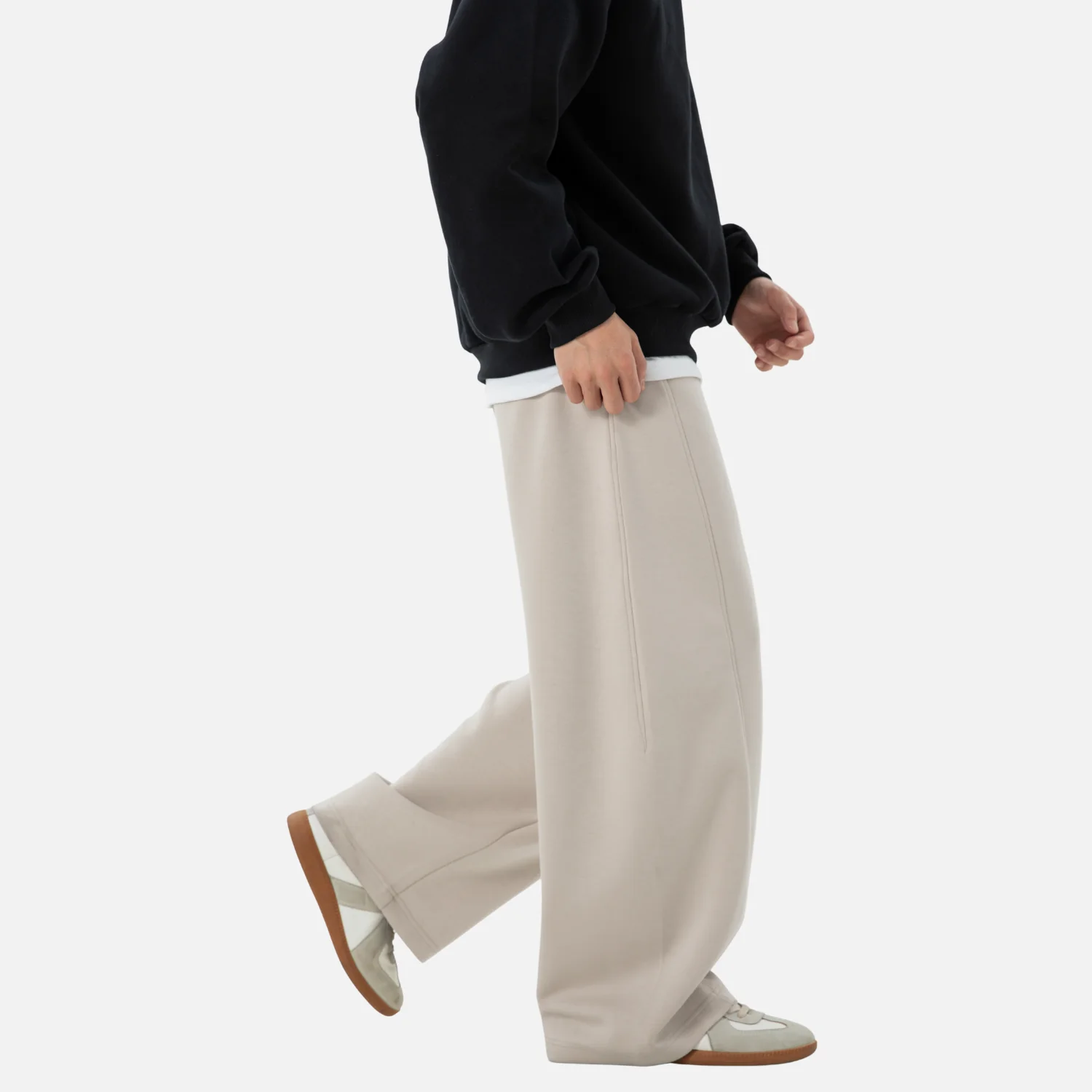 Paneled Texture Track Pants - Beauption