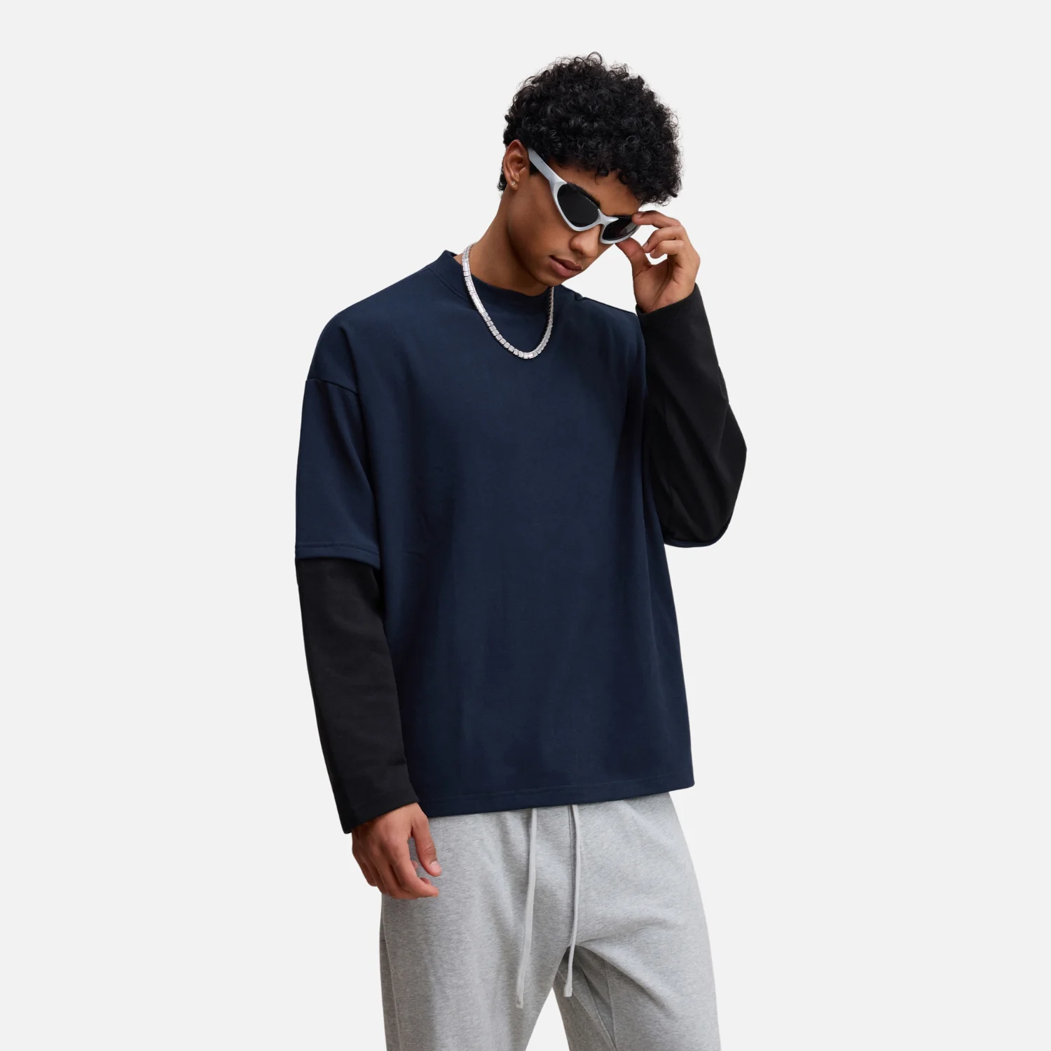 Layered Coral Fleece Long Sleeve Tee - Beauption