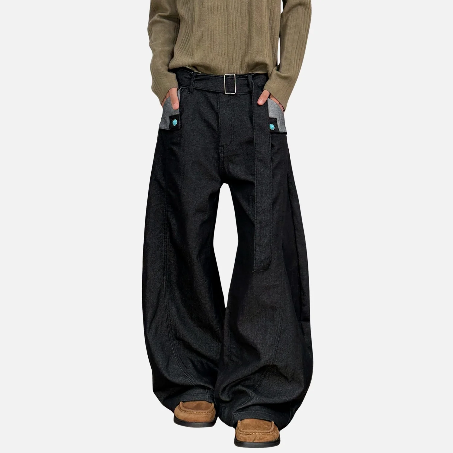 Washed Wide-Leg Baggy Jeans - Beauption